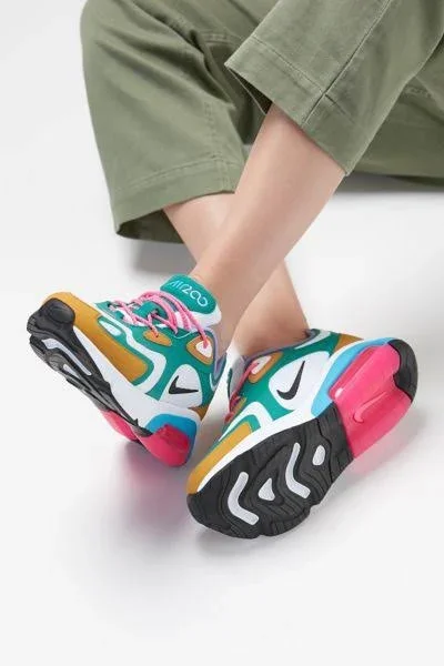 Nike Women's Air Max 200 Sneakers - Mystic Green/White/Gold Suede - 8.5