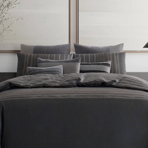 Vera Wang Shadow Stripe Euro Sham - Charcoal