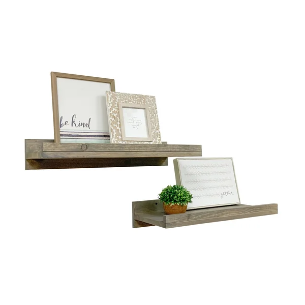 Del Hutson Designs Walnut 24inch Rustic Luxe Shelves Set of 2, Brown