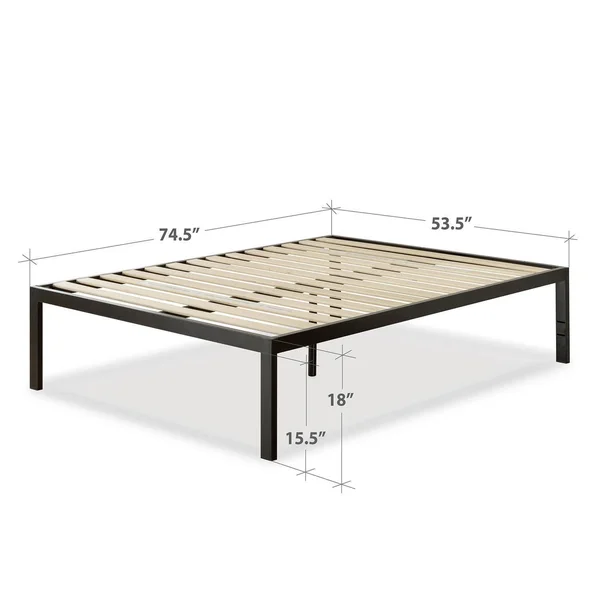 Full 18x22 Lorrick Quick Snap Platform Bed Frame Black - Zinus