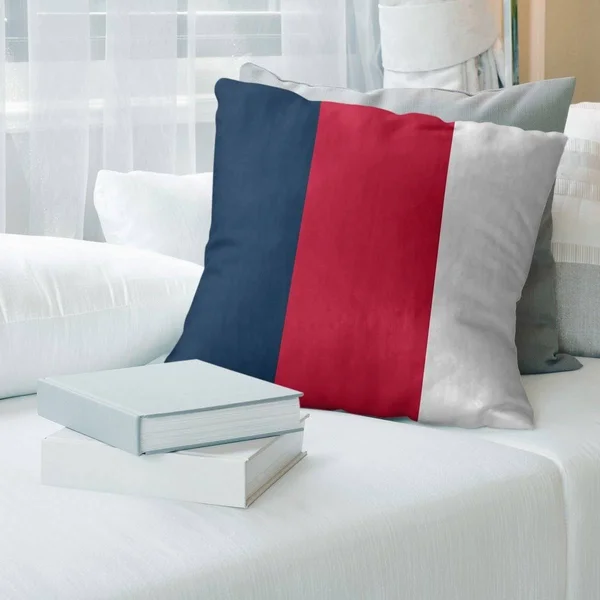 New England New England Football Stripes Pillow-Faux Linen - 18 x 18 - Square - Zipper Closure - Large - Removable Cover - Accen