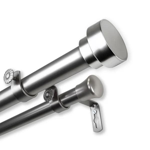 InStyleDesign Beret 1 inch Diameter Adjustable Double Curtain Rod - 66-120 inch - Satin Nickel