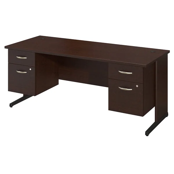 Bush Business Furniture Series C Elite 72w x 30D C Leg Desk with Two 3/4 Pedestals in Mocha Cherry