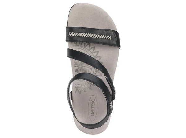 Aetrex Women's Gabby Adjustable Sandal - Red, 38