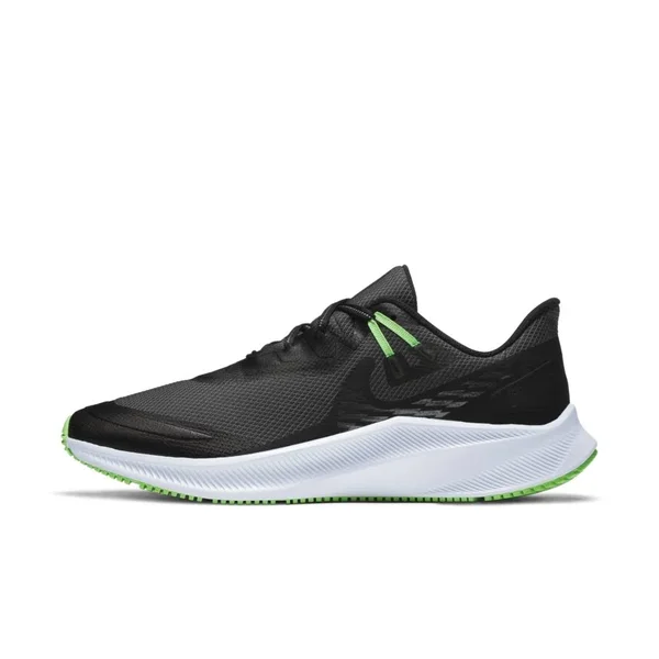 Men's Nike Quest 3 Shield Running Shoe - Black/Green - Size 10.5