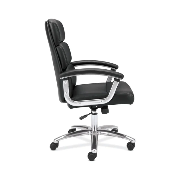 Traction Executive Mid-Back Chair, Black Leather