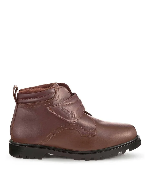 Chums Mens Real Leather Warm Lined Touch Fastening Boots Brown 7 UK