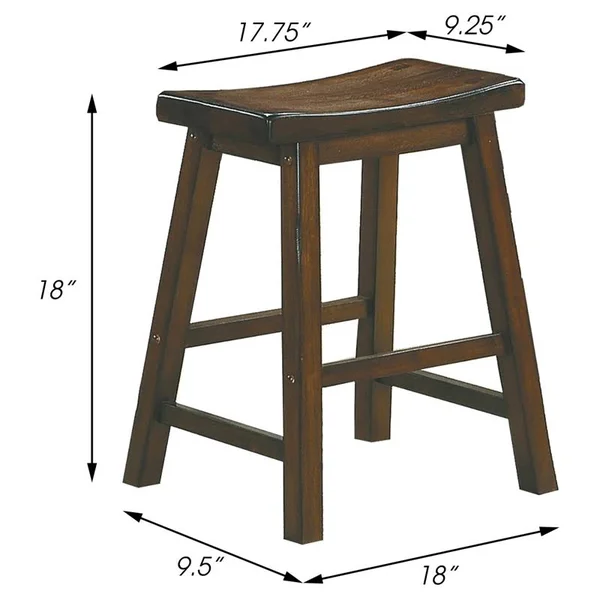 Pemberly Row 18x22 Solid Wood Dining Stool in Cherry (Set of 2)