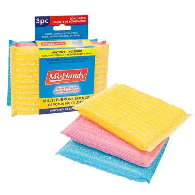 3 Pack Plastic Scrubber Sponge, Wholesale, Bulk (Pack of 60)