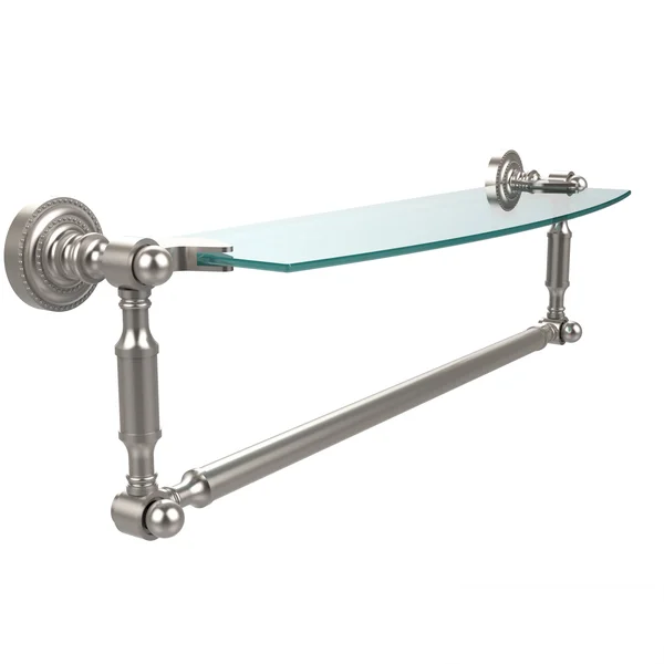 Allied Brass DT-33TB-18-ABR 18 in. Dottingham Glass Vanity Shelf with Integrated Towel Bar Antique Brass