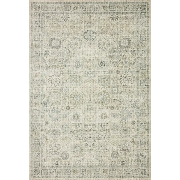 Alexander Home Leanne Printed Botanical Distressed Vintage Area Rug - 7&-6x22 x 9&-6x22