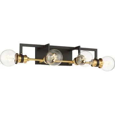 4-Light Dimmable Warm Brass - Black Bath Bar