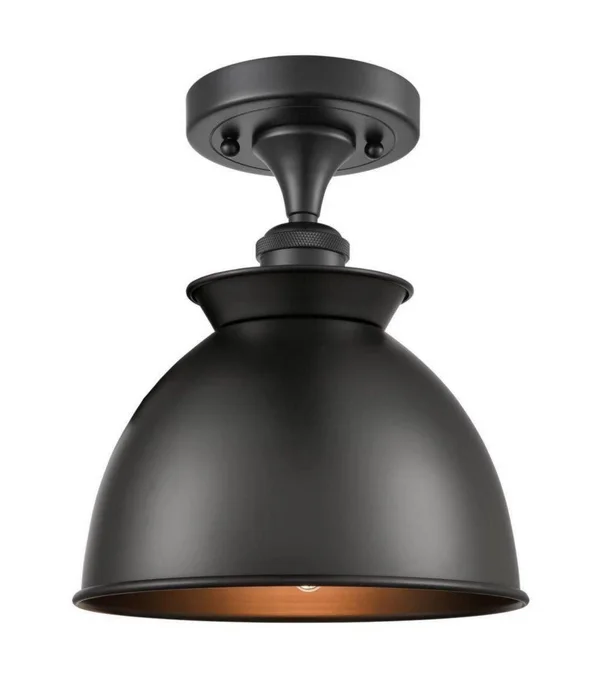 Innovations Lighting-Adirondack 1 Light Semi-Flush Mount-516-1C-BK-M14-BK-LED