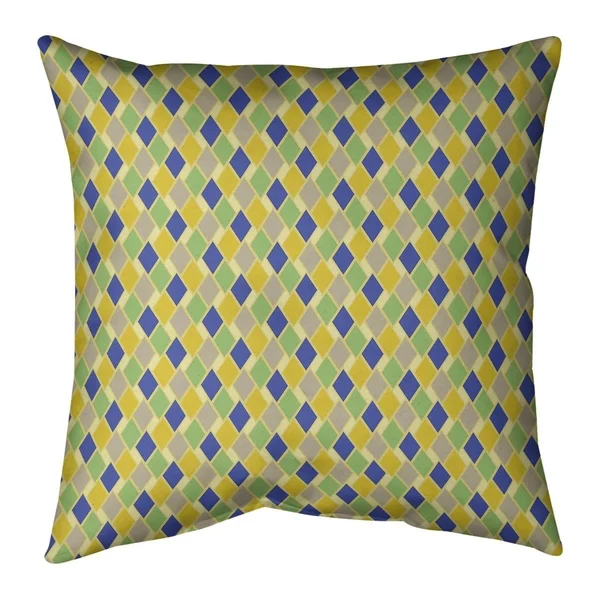 Retro Diamonds Throw Pillow - 16 x 16 - Green & Teal - Linen