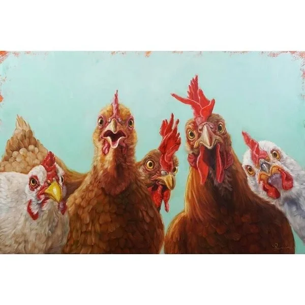 Easy Art Prints Lucia Heffernan&s &Chicken for Dinner& Premium Canvas Art - 20 x 30 - Modern Black Frame