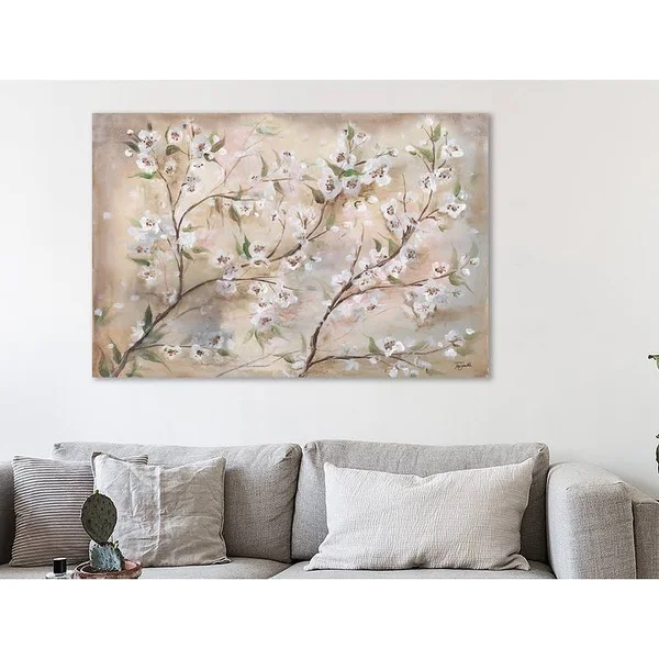 Bloomsbury Market 'Cherry Blossoms III' Graphic Art Print on Wrapped Canvas, White