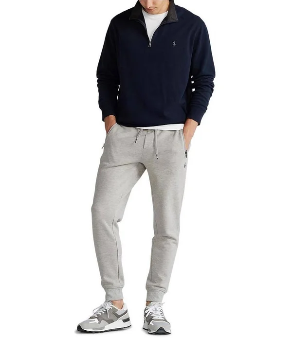 Polo Ralph Lauren Men's Big & Tall Luxury Jersey Quarter-Zip Pullover - Luxury Tan Heather