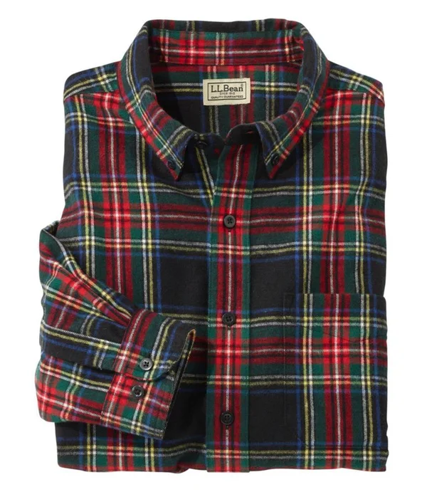Scotch Plaid Flannel Shirt - Traditional Fit Black Medium, L.L.Bean