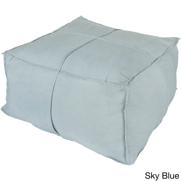 Overstock Solid Cleo Square Linen 24-Inch Pouf - Ivory