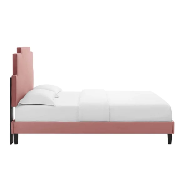 Lindsey Performance Velvet King Platform Bed - Dusty Rose