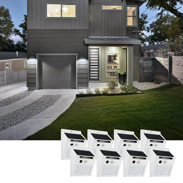 Torchstar LED Solar Motion Sensor Lights - White, Pack of 8