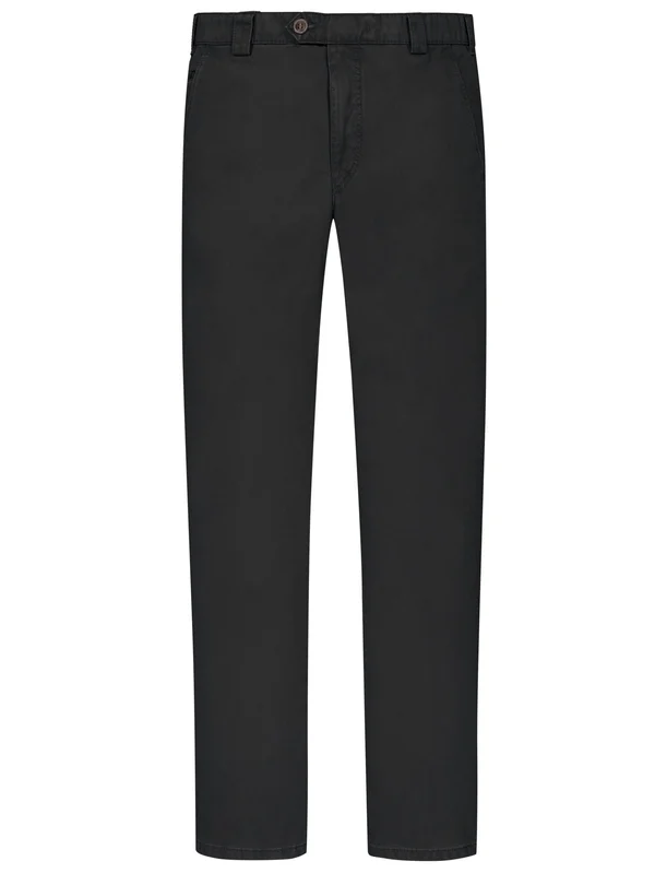 Plus Size : Meyer - Washed Cotton Stretch ‘Roma’ Chinos in A Blackfor Men