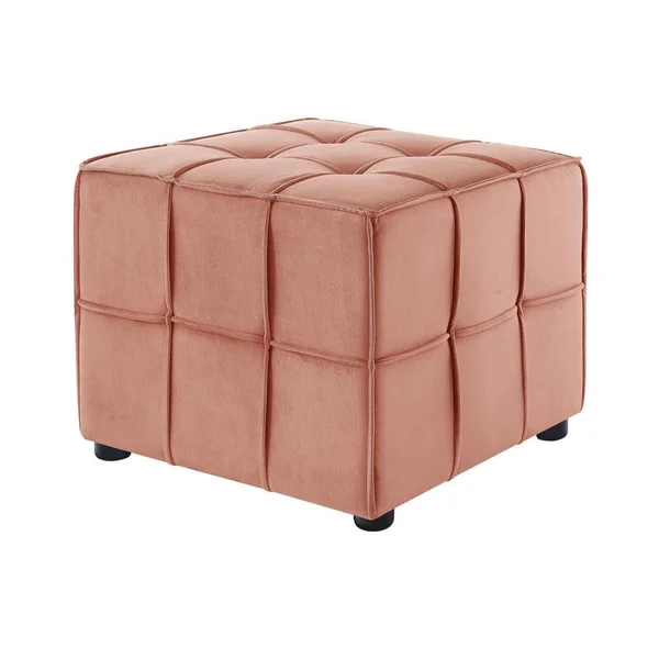 Loft Lyfe Nitudra Modern Blush Velvet Ottoman in Pink - LON114-02BH-LS