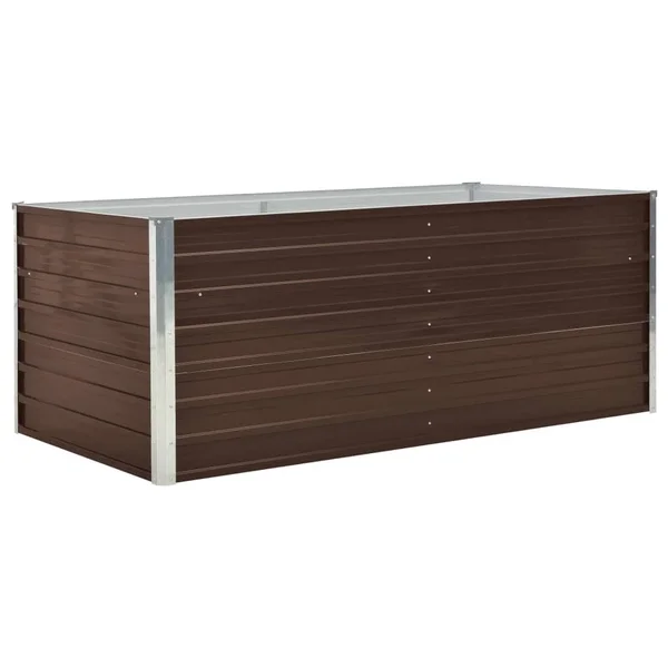 vidaXL Raised Garden Bed 63x22x31.5x22x17.7x22 Galvanized Steel Gray