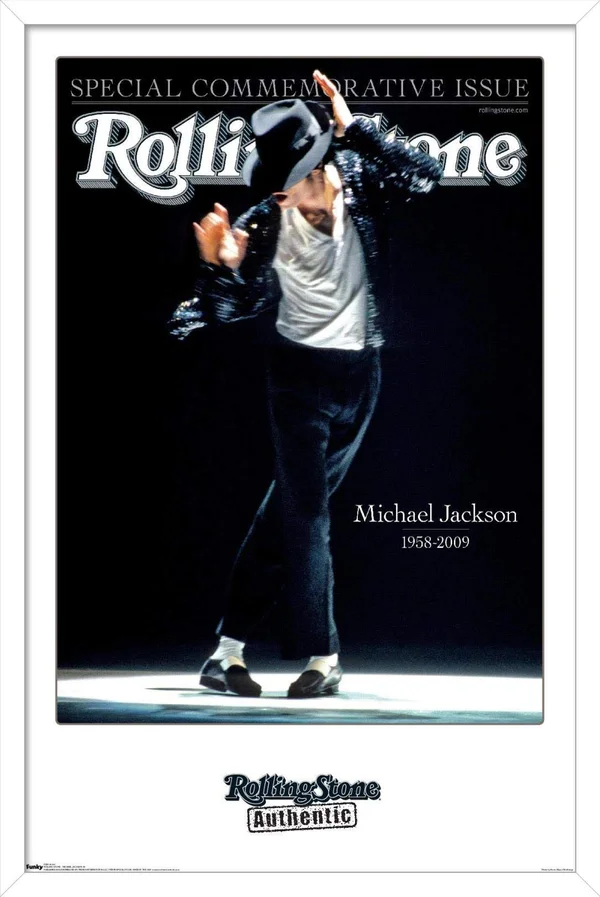 Trends International Rolling Stone Magazine - Michael Jackson 09 Framed Wall Poster Prints White Framed Version 22.375x22 x 34x2