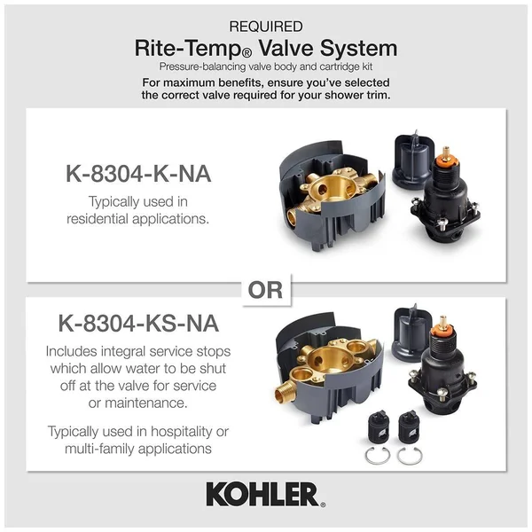 Kohler TS16225-4-AF Margaux Rite-Temp Bath and Shower Valve Trim with Lever Handle, NPT Spout and 2.5 GPM Showerhead - Vibrant F