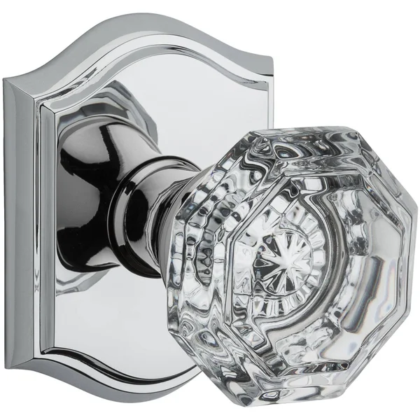 Crystal Privacy Door Knob with Traditional Arch Rose Baldwin Finish: Polished Chrome