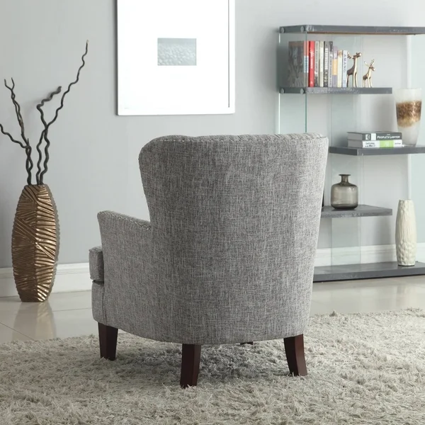 Bentley Button Tufted Accent Chair with Nailhead TRIM - Gray-White