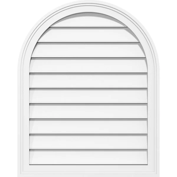 Ekena Millwork GVPRT24X4202SF 24x22W x 42x22H Round Top Surface Mount PVC Gable Vent: Functional - w/ 2x22W x 1-1/2x22P Brickmoul