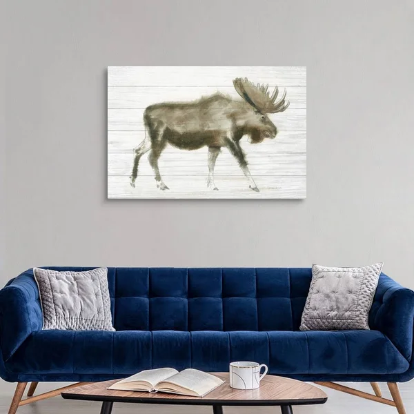 Dark Moose on Wood Crop, Canvas Wall Art, 48x32, Great Big Canvas