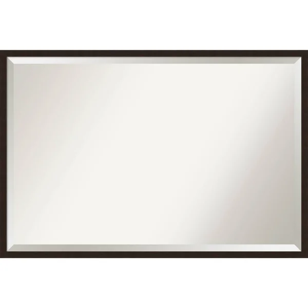 Amanti Art Carlisle 37 in. x 25 in. Rustic Rectangle Framed Espresso Narrow Bathroom Vanity Wall Mirror - Matte Brown