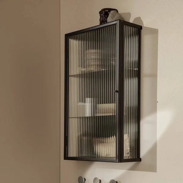 Ferm Living Haze Wall Cabinet - Reeded Glass - Black