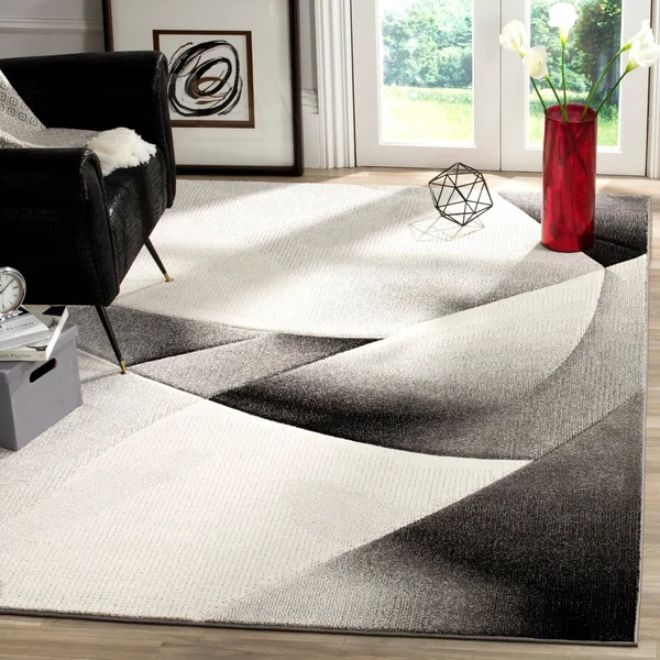 Safavieh Hollywood HLW713G 5&3x22 x 7&6x22 Grey, Dark Grey Area Rug