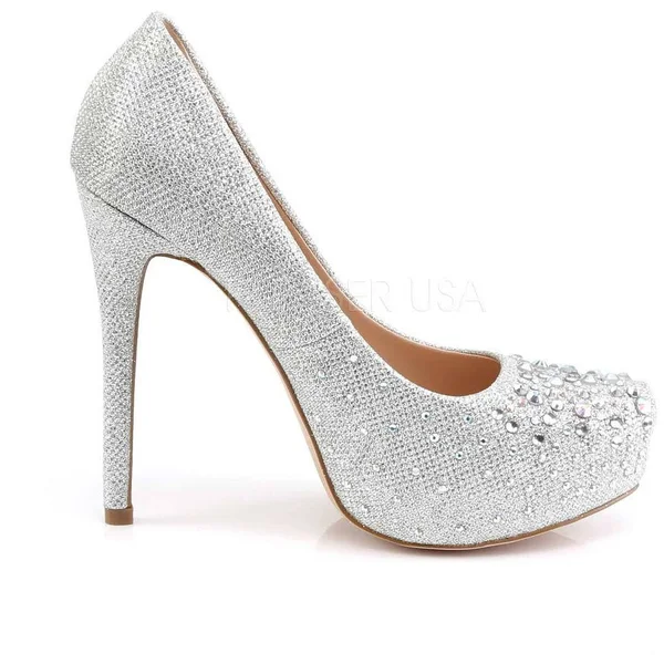 Fabulicious DEST06R_SGFA-7 1 in. Hidden Platform Pump Shoe - Silver, Size 7