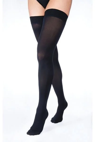 Jobst Ultrasheer Thigh High with Sensitive Top Band 30-40 mmHg Closed Toe Small, Black, Petite