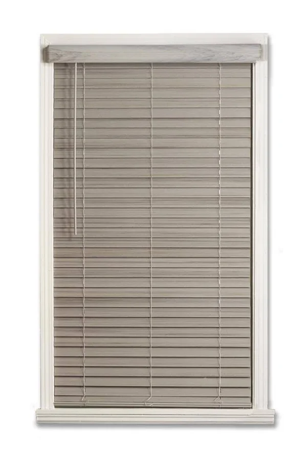 Allen + Roth 2-in Slat Width 48.25-in x 72-in Cordless Driftwood Gray Faux Wood Room Darkening Full-view Standard Horizontal Bli