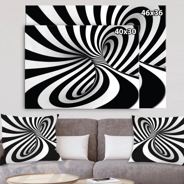 Design Art Spiral Black N& White - Abstract Art Canvas Print