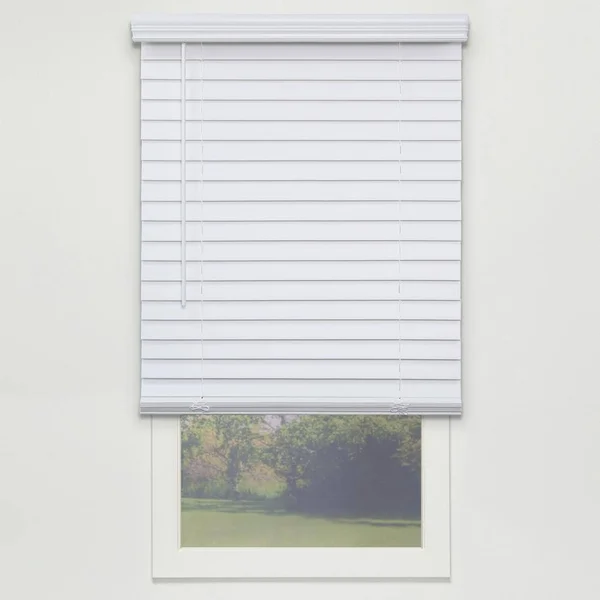 Perfect Lift Window Treatment Cut-to-Width White Cordless Room Darkening 2 in. PVC Faux Wood Blind 28.25 in. W x 72 in. L