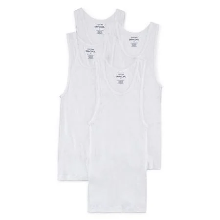 Stafford Dry+Cool Mens 4 Pack Sleeveless Tank Big & Tall, White, Big 2X-Large, Undershirts Tanks, Moisture Wicking|Quick
