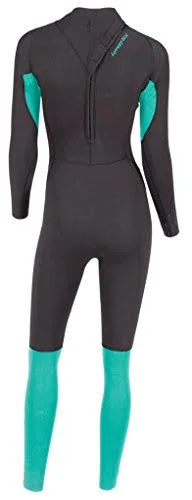 Hyperflex Womens VYRL 4/3mm GBS Fullsuit, Black/Teal, 8