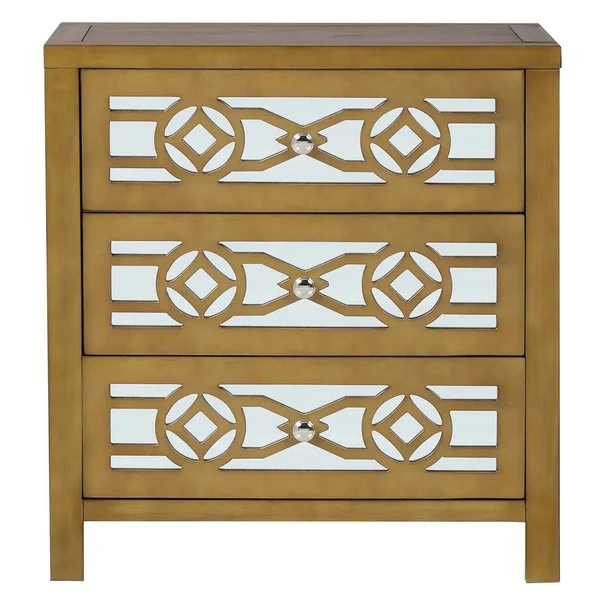 Merax 3-Drawer Mirrored Front Wood Accent Chest - Espresso