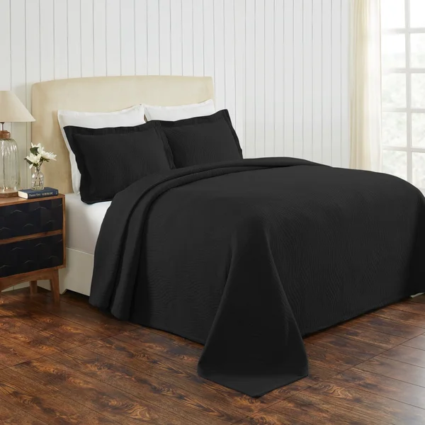 Miranda Haus Laurence Cotton Jacquard Matelasse Bedspread Set - Chocolate - King