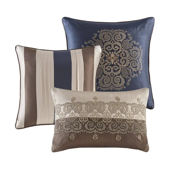 Madison Park - Donovan 7 Piece Jacquard Comforter Set - Navy - Queen