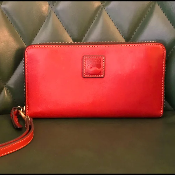 Dooney & Bourke Florentine Large Zip Around Wristlet, Red