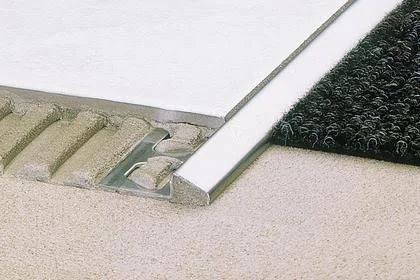 Schluter Systems RENO-U 0.313-in W x 98.5-in L Brushed Stainless Steel Reducer Tile Edge Trim, EBU80