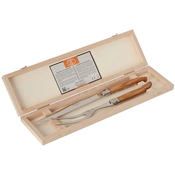 Jean Dubost Laguiole Olive Wood 2pc Carving Set
